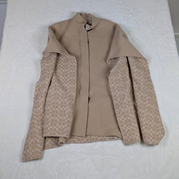 Coach Women's M/L Cream Wool Blend Poncho Cape Jacket Coat *NO BELT - Picture 1 of 11